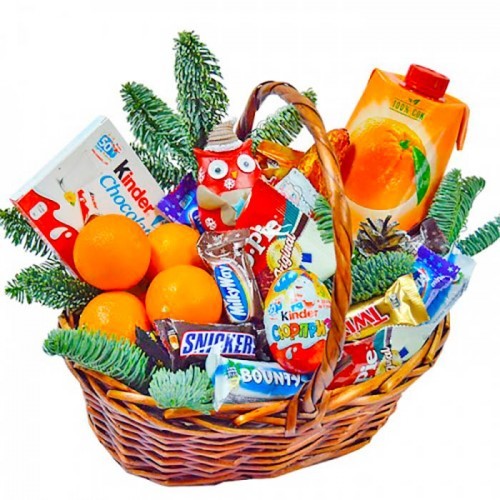 Букет цветов "Новогодняя корзина №5" Букет цветов "Новогодняя корзина №5"